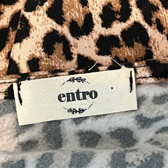 Entro Tonal Leopard Print One Shoulder Blouse Top Tan Black Women's Size Small - Picture 5 of 6